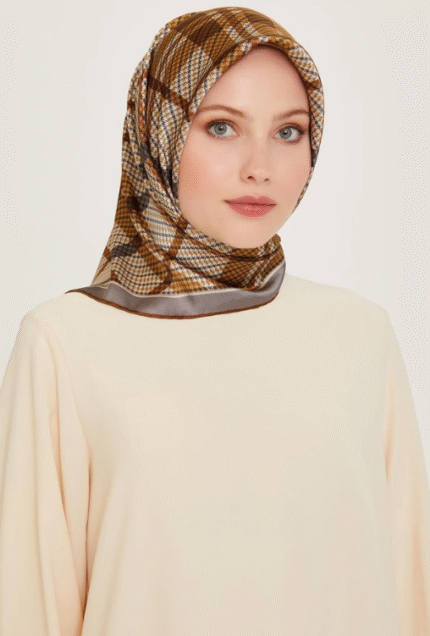 Armine Tivil İpek Eşarp 9247 - 05 Hardal Sarı Karışık Desen