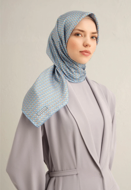 Armine Tivil İpek Eşarp 9307 - 07 Mavi Karışık Desen