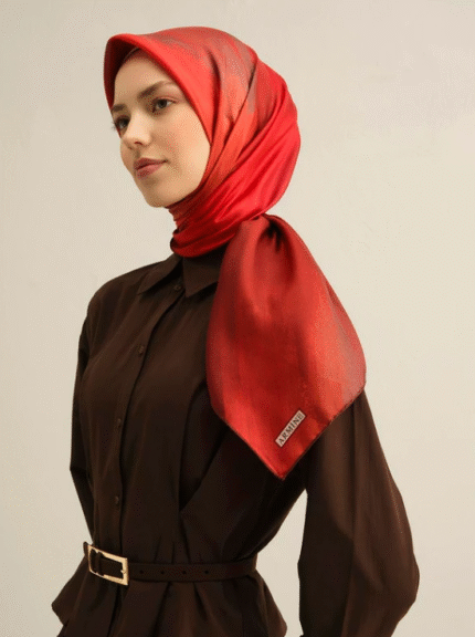 Armine Sura İpek Eşarp 9308 - 34 Kırmızı Karışık Desen