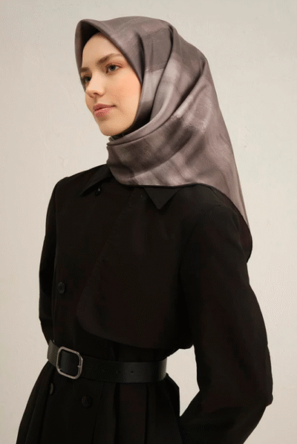 Armine Sura İpek Eşarp 9308 - 37 Gri Karışık Desen