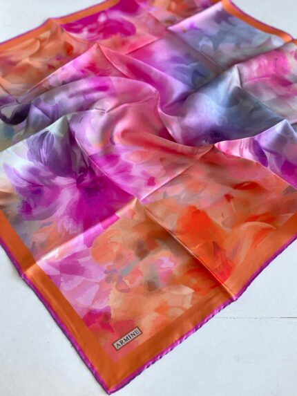 Armine Sura İpek Eşarp 9310 - 84 Turuncu Karışık Desen