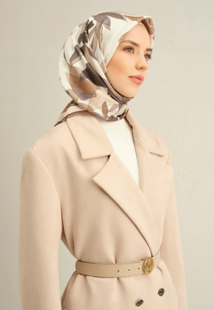 Armine Sura İpek Eşarp 9312 - 01 Beyaz Karışık Desen