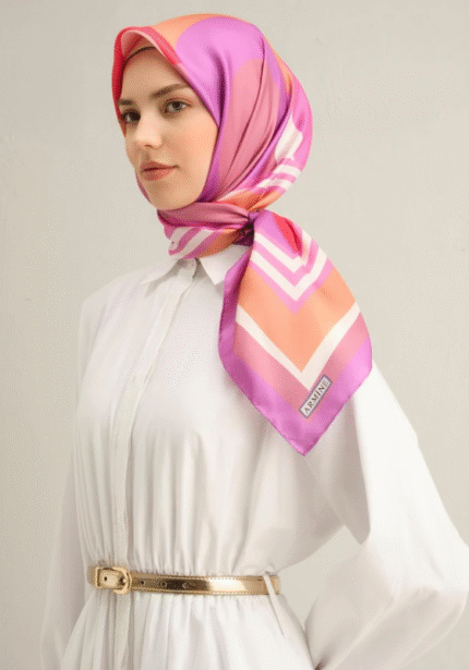 Armine Tivil İpek Eşarp 9313 - 57 Pembe Karışık Desen