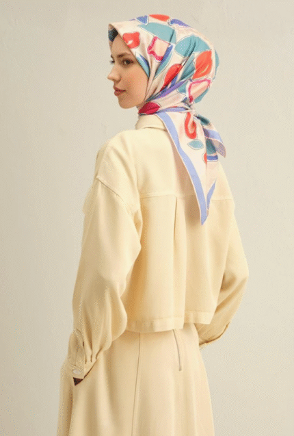 Armine Tivil İpek Eşarp 9314 - 35 Beyaz Karışık Desen