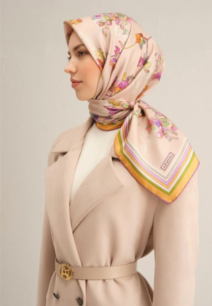 Armine Sura İpek Eşarp 9316 - 31 Vizon Karışık Desen