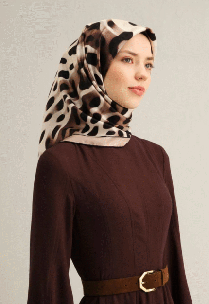 Armine Tivil İpek Eşarp 9320 - 04 Kahverengi Karışık Desen