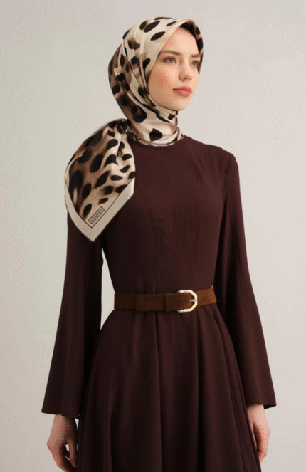 Armine Sura İpek Eşarp 9320 - 51 Kahverengi Karışık Desen