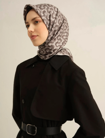 Armine Tivil İpek Eşarp 9321 - 06 Gri Karışık Desen