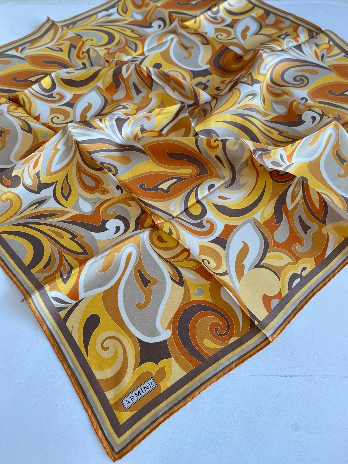 armine-tivil-ipek-esarp-9323-50-turunc-c13f3 Armine Sura İpek Eşarp 9323 - 50 Turuncu Karışık Desen - Görsel 1