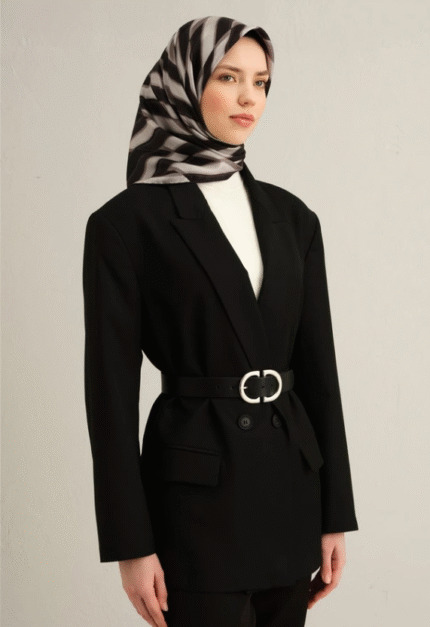 Armine Tivil İpek Eşarp 9325 - 80 Siyah Karışık Desen