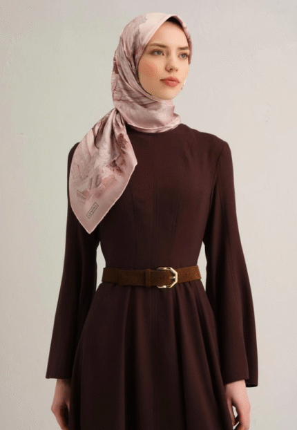 Armine Tivil İpek Eşarp 9326 - 32 Pembe Karışık Desen