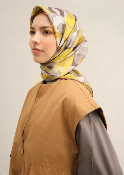 Armine Tivil İpek Eşarp 9329 - 58 Sarı Karışık Desen