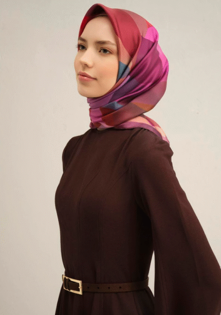 Armine Sura İpek Eşarp 9331 - 31 Pembe Karışık Desen