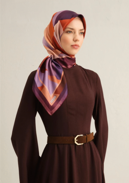 Armine Tivil İpek Eşarp 9331 - 50 Mor Karışık Desen