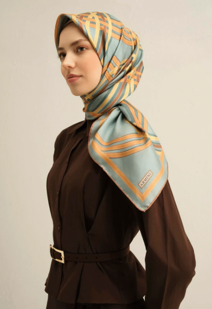 Armine Tivil İpek Eşarp 9333 - 84 Yeşil Karışık Desen