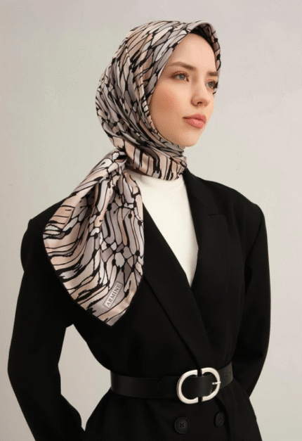 Armine Tivil İpek Eşarp 9335 - 86 Siyah Karışık Desen