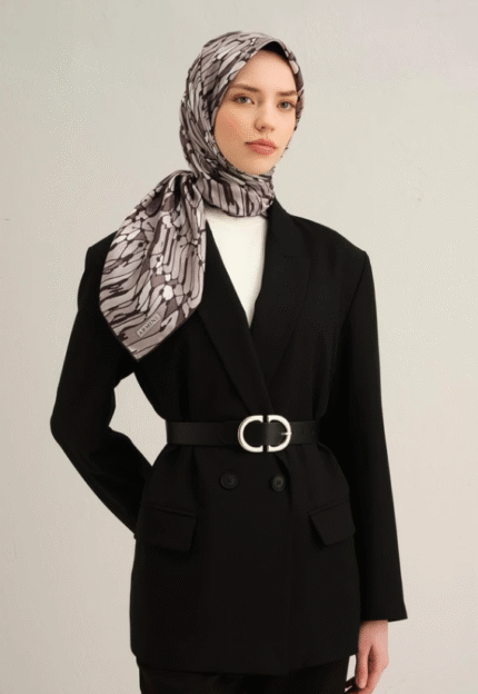 Armine Tivil İpek Eşarp 9335 - 87 Gri Karışık Desen