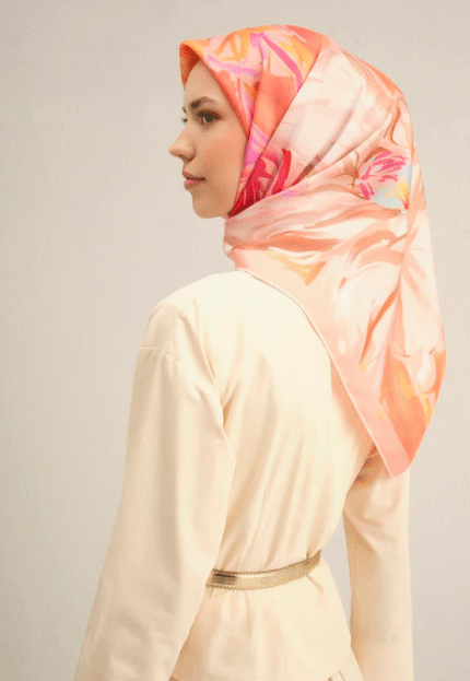 Armine Sura İpek Eşarp 9337 - 82 Pembe Karışık Desen