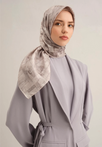 Armine Tivil İpek Eşarp 9339 - 81 Gri Karışık Desen