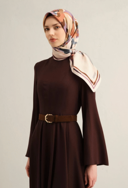 Armine Sura İpek Eşarp 9340 - 35 Pudra Karışık Desen