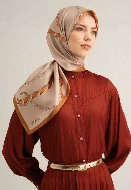 Armine Tivil İpek Eşarp 9346 - 38 Krem Karışık Desen