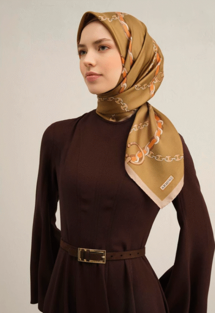 Armine Sura İpek Eşarp 9346 - 39 Yeşil Karışık Desen