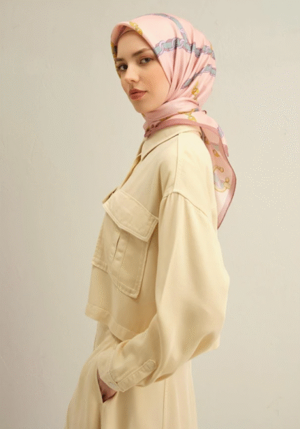 Armine Tivil İpek Eşarp 9346 - 55 Pembe Karışık Desen