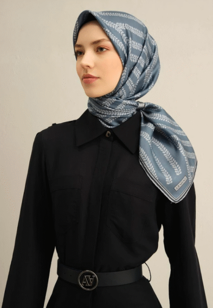 Armine Sura İpek Eşarp 9351 - 39 Mavi Karışık Desen