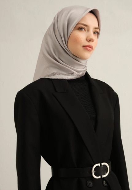 Armine Tivil İpek Eşarp 9357 - 57 Gri Karışık Desen