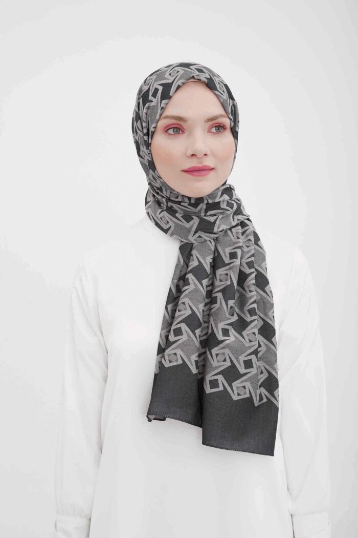 Armine Trend Akasya Şal Antrasit Desenli 4-23056 - Görsel 1