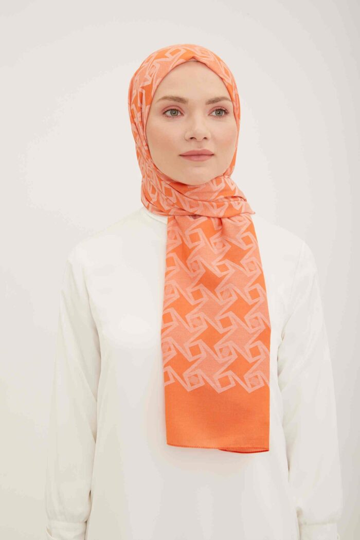 Armine Trend Akasya Şal Turuncu Desenli 4-22039 - Görsel 1