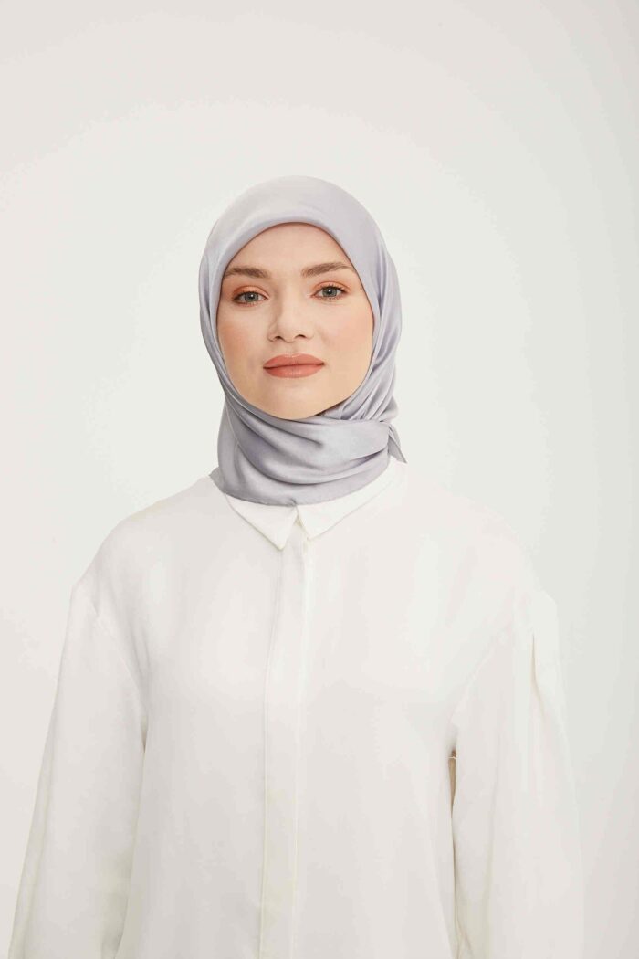 Armine Trend Gümüş Düz Renk Jan Jan Şifon Eşarp 830 - Görsel 1