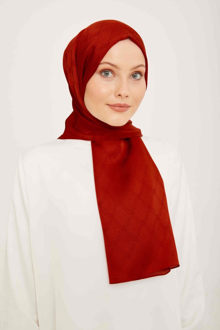 Armine Trend Jan Jan Bordo Monogram Desenli Jakar Şal 6-21098 - Görsel 1