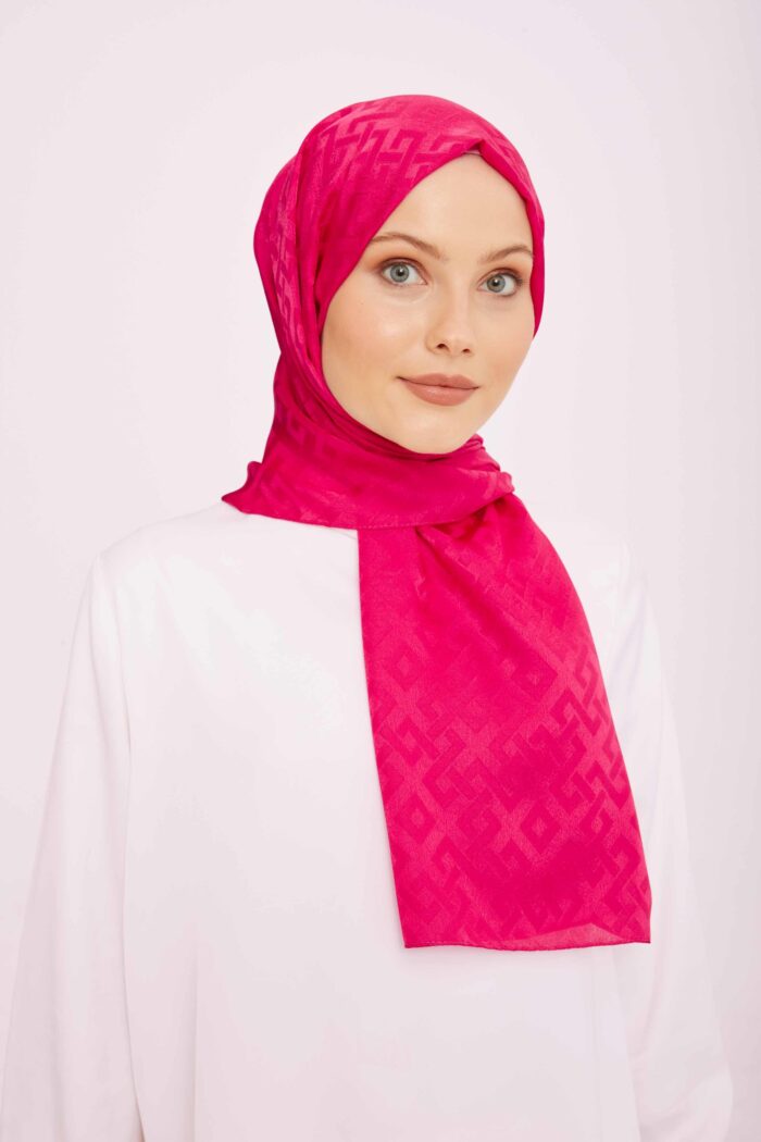 Armine Trend Jan Jan Pembe Geometrik Desen Jakar Şal 5-21226 - Görsel 1
