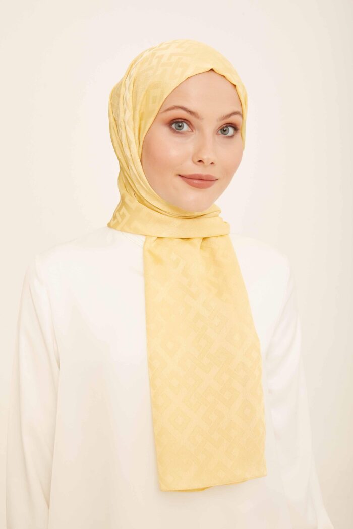 Armine Trend Jan Jan Sarı Geometrik Desen Jakar Şal 5-22041 - Görsel 1