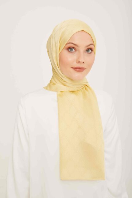 Armine Trend Jan Jan Sarı Monogram Desenli Jakar Şal 6-22041
