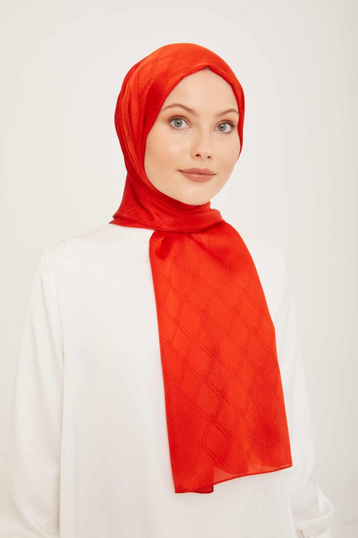 Armine Trend Jan Jan Turuncu Monogram Desenli Jakar Şal 6-21219 - Görsel 1