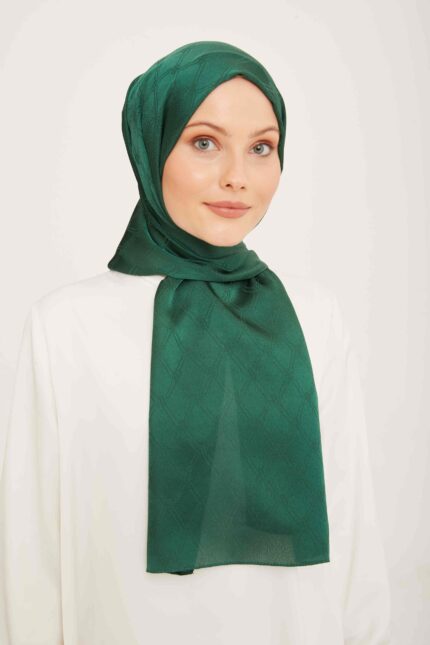 Armine Trend Jan Jan Yeşil Monogram Desenli Jakar Şal 6-22016