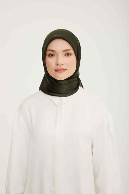 Armine Trend Koyu Yeşil Düz Renk Jan Jan Şifon Eşarp 828