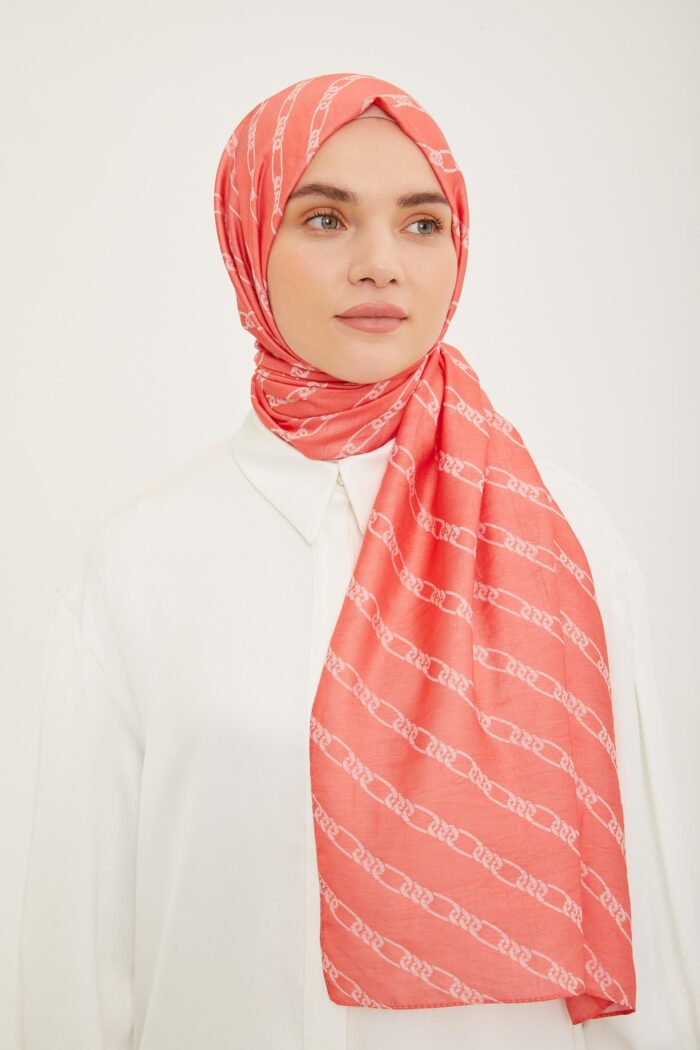 Armine Trend Pure Lina Nar Çiçeği Zincir Desen Şal 16-23036 - Görsel 1