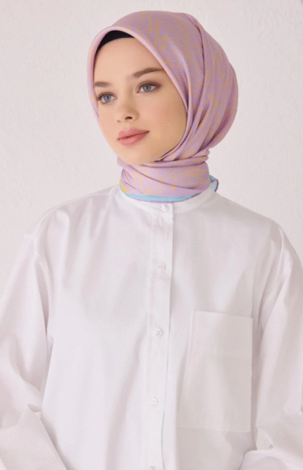 Belli Tivil İpek Eşarp 4060 - 05 Lila Karışık Desen