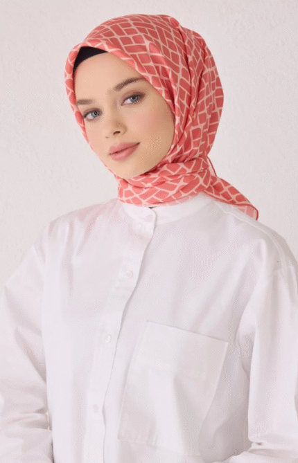 Belli Tivil İpek Eşarp 4062 - 38 Pembe Karışık Desen