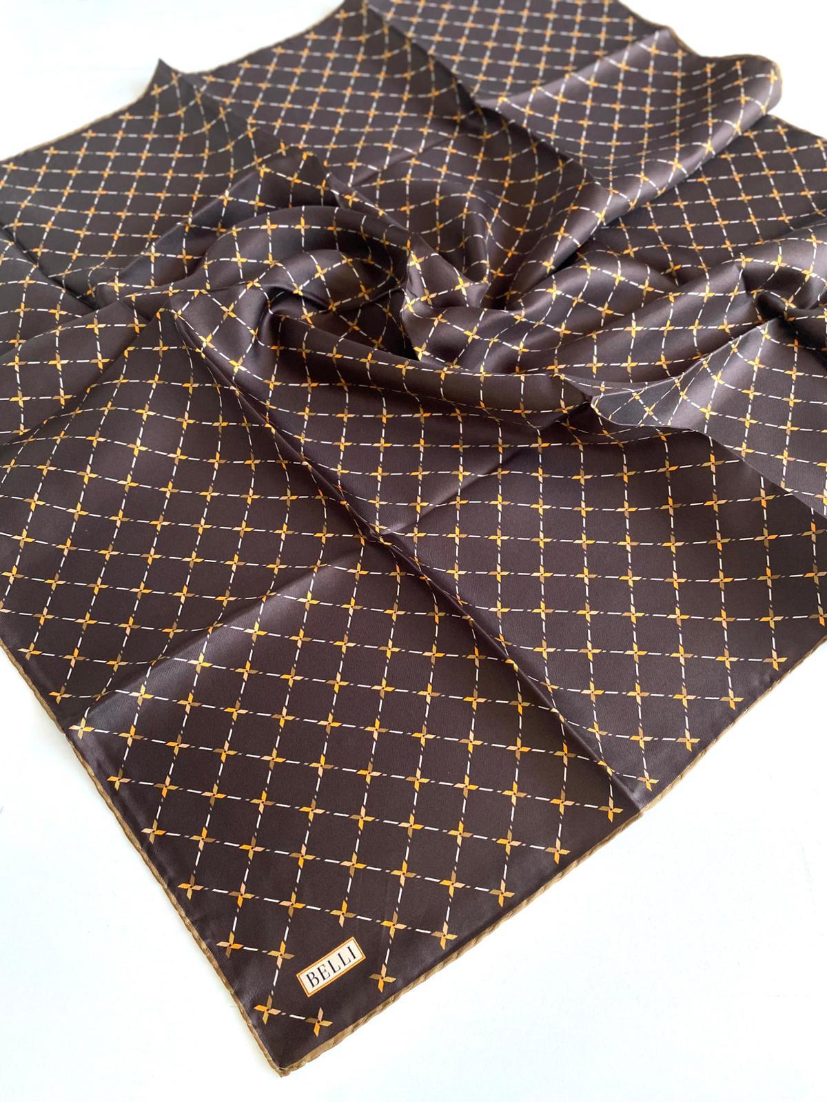 belli-tivil-saf-ipek-esarp-4048-03-kah-2c5-f3 Belli Tivil Saf İpek Eşarp 4048-03 Kahverengi Karışık Desen - Görsel 1