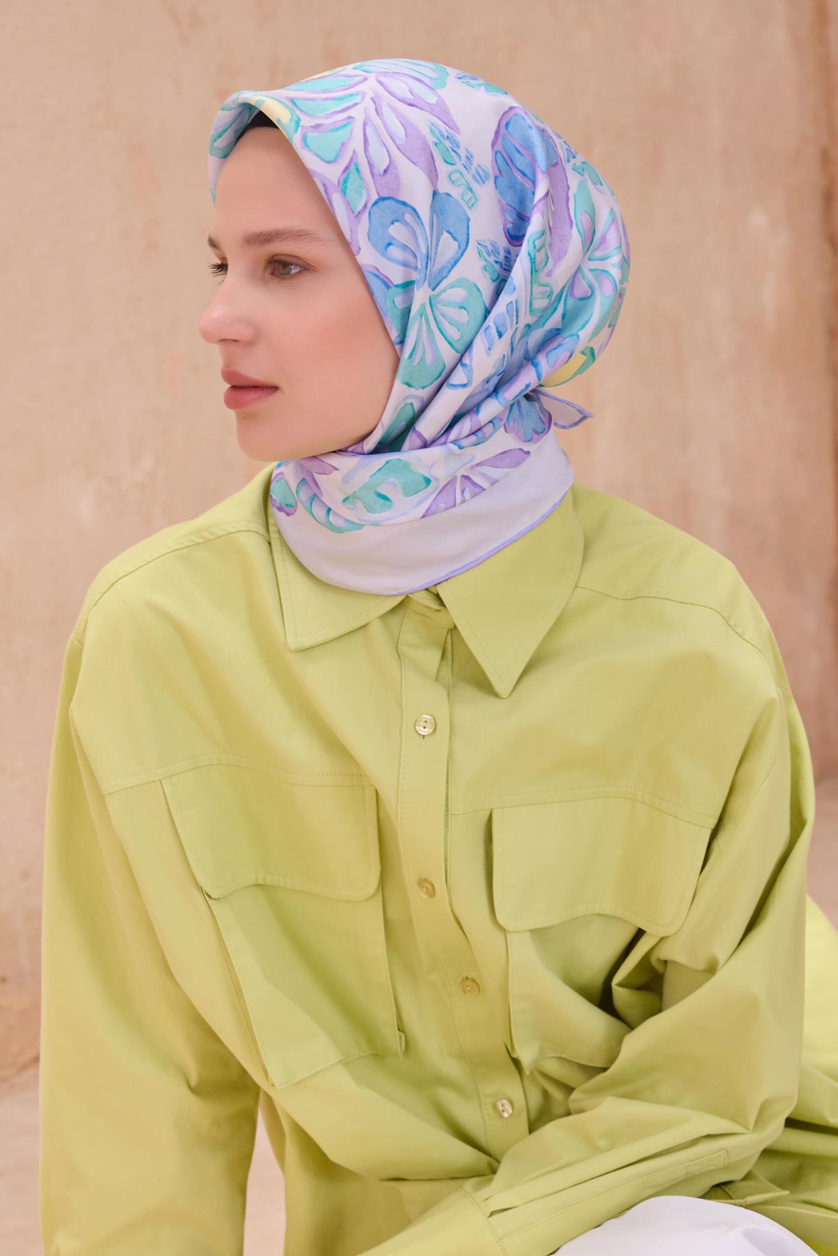 belli-tivil-saf-ipek-esarp-4114-83-lil-967f-c Belli Tivil Saf İpek Eşarp 4114- 83 Lila Karışık Desen - Görsel 1