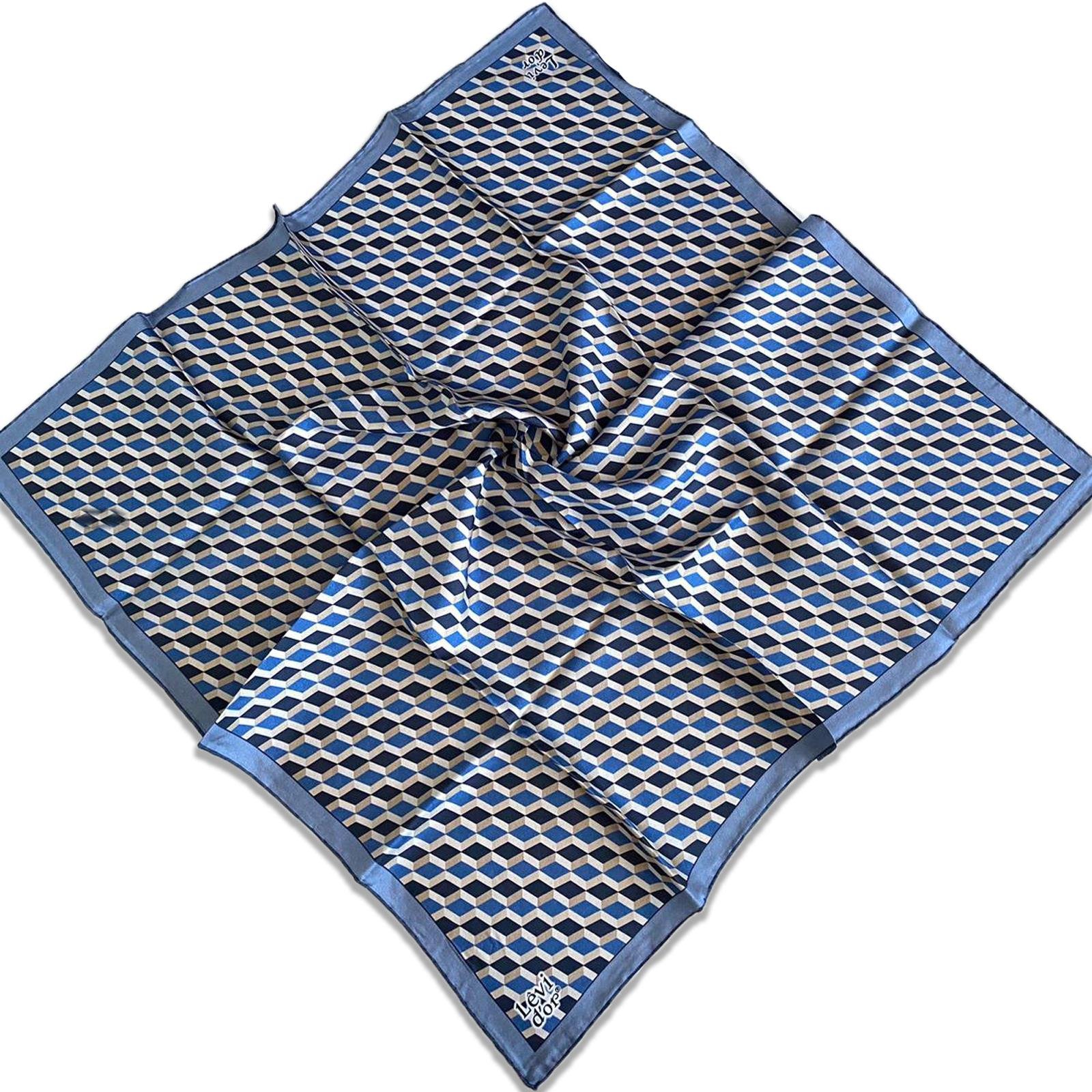 levidor-tivil-ipek-esarp-35105-mavi-kr-7b70c7 Levidor Tivil İpek Eşarp 35105 Mavi Krem Karışık Desen - Görsel 1