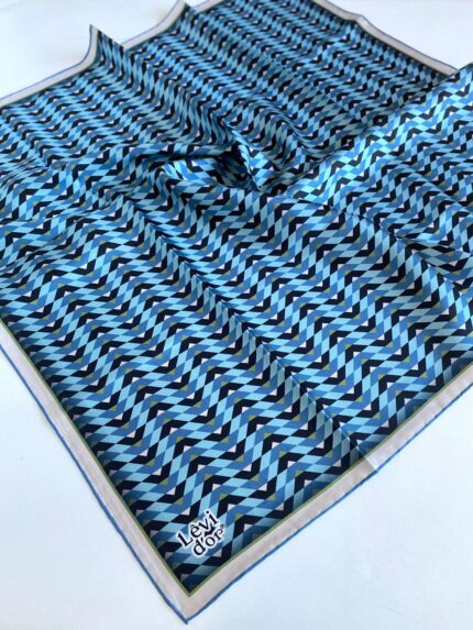 Levidor Tivil İpek Eşarp 47090 Mavi Karışık Desen