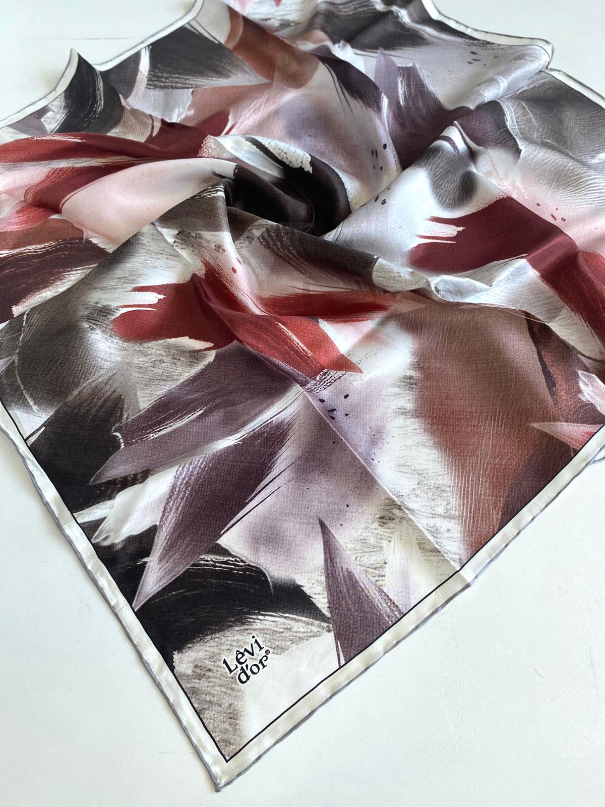 levidor-tivil-saf-ipek-esarp-49231-mur-37-8d9 Levidor Tivil Saf İpek Eşarp 49231 Mürdüm Karışık Desen - Görsel 1