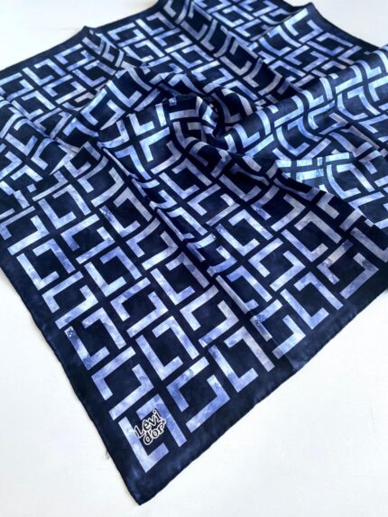 Levidor Tivil Saf İpek Eşarp 49249 Lacivert Karışık Desen