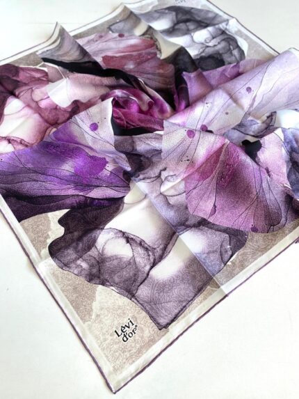 Levidor Tivil Saf İpek Eşarp 49420 Mor Karışık Desen