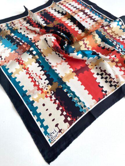 Levidor Tivil Saf İpek Eşarp 49425 Siyah Karışık Desen